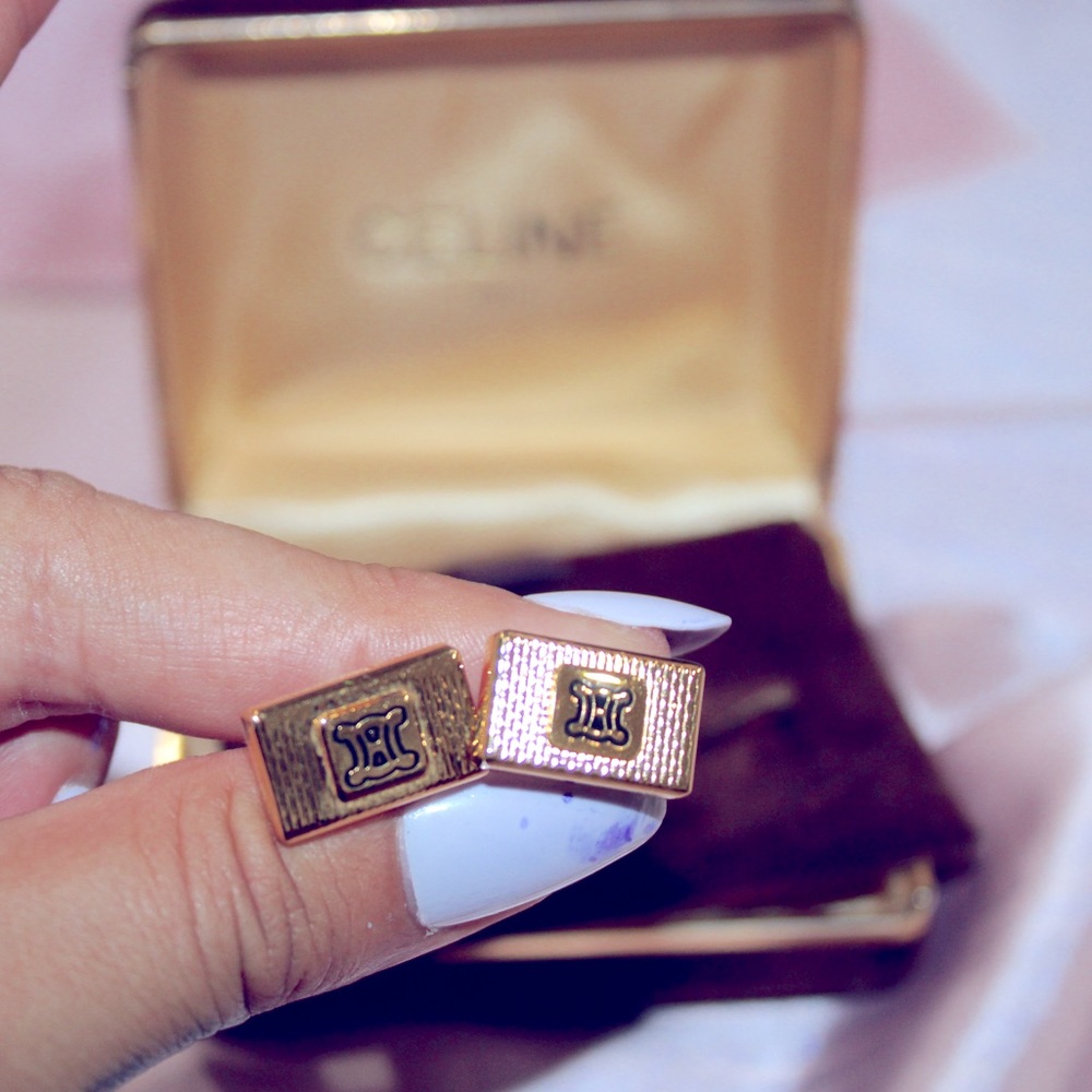 CELINE Gold Cufflinks Vintage in GREAT condition - Picture 3 of 14